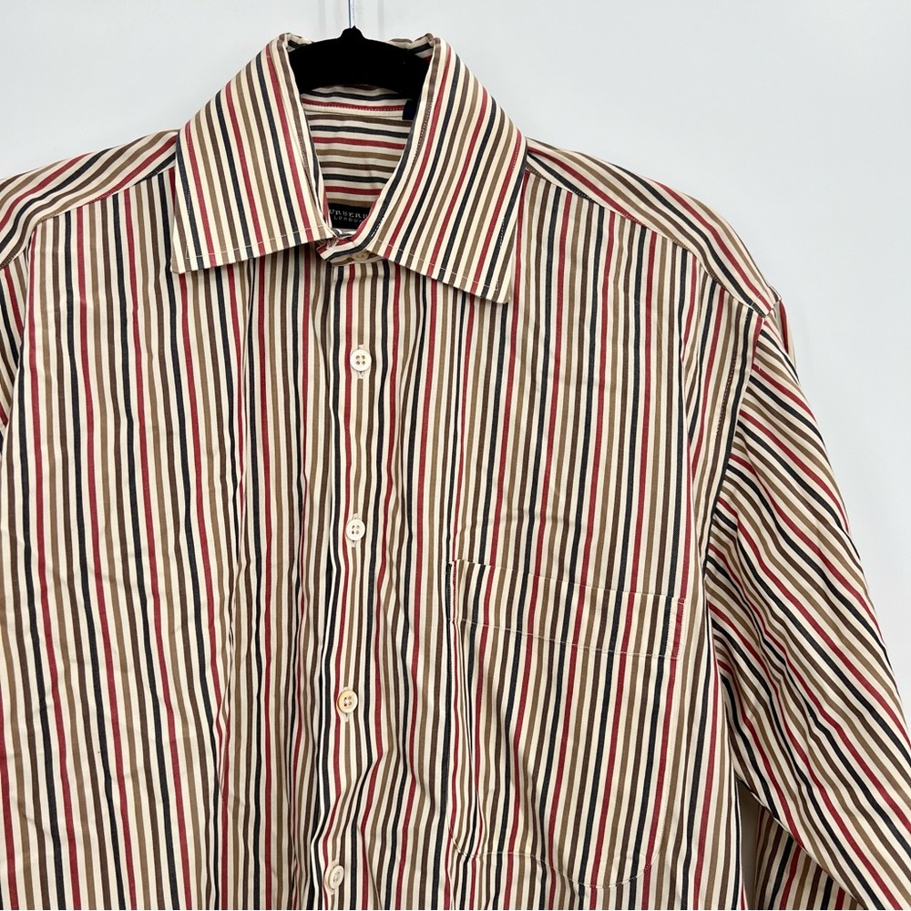 Burberry London Striped Button Up Shirt Long Sleeve Dress Shirt Cotton S - Picture 4 of 7